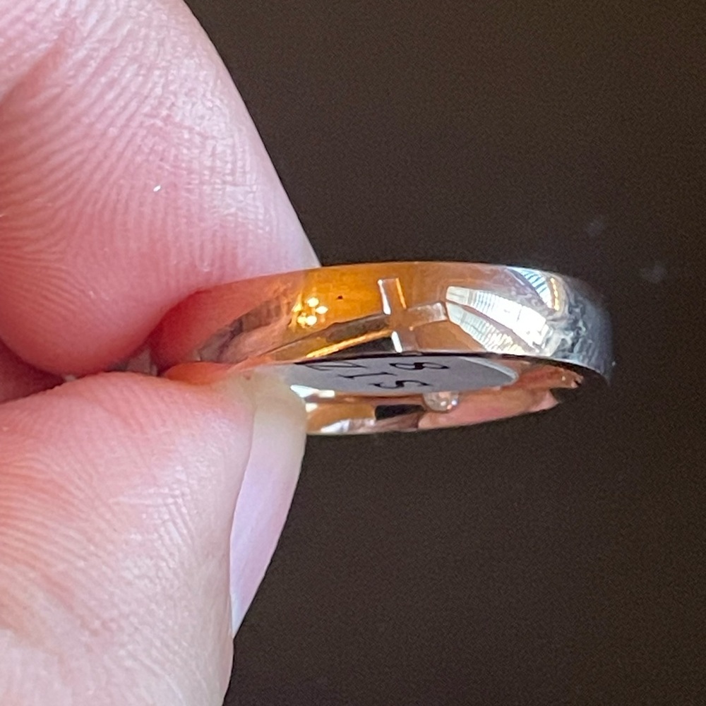 Rose gold cross stainless steel women ring